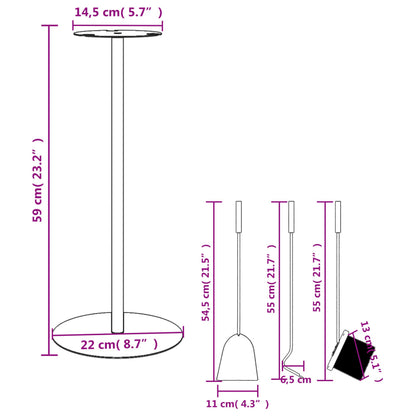 4-Delige Haardset 22X59 Cm Staal